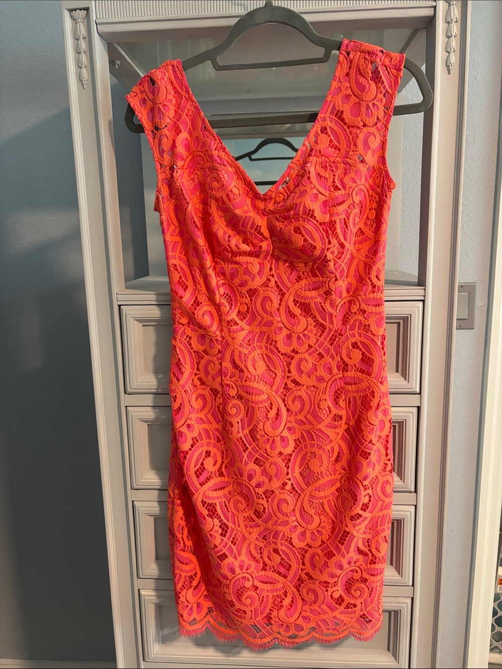 Lilly Pulitzer Coral-Pink Lace Sheath Dress